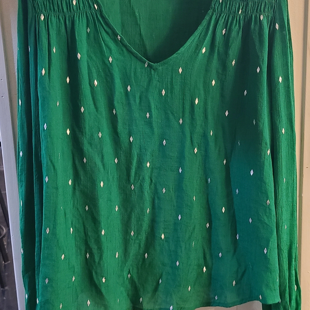 Green Blouse with Silver Accents